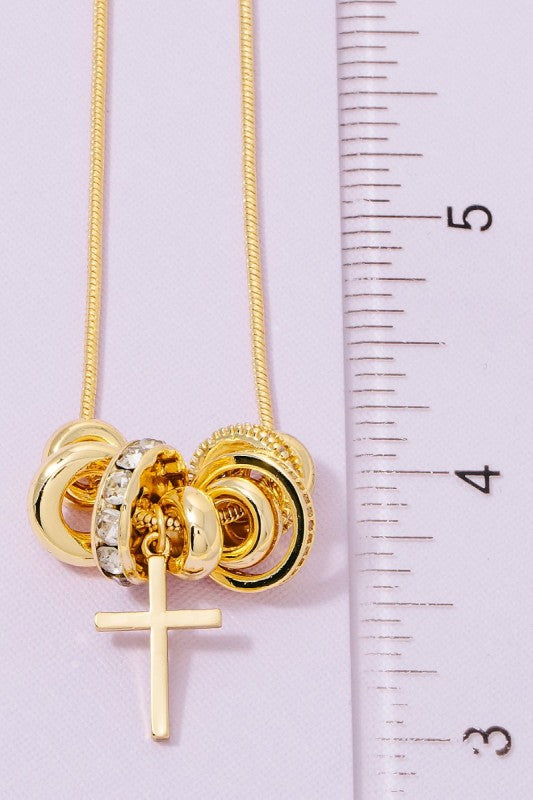 Gold Dipped Multi Ring Charms Chain Necklace