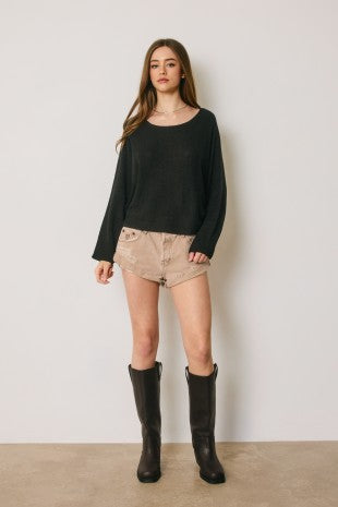 Camila Light Knit Batwing Cropped Top