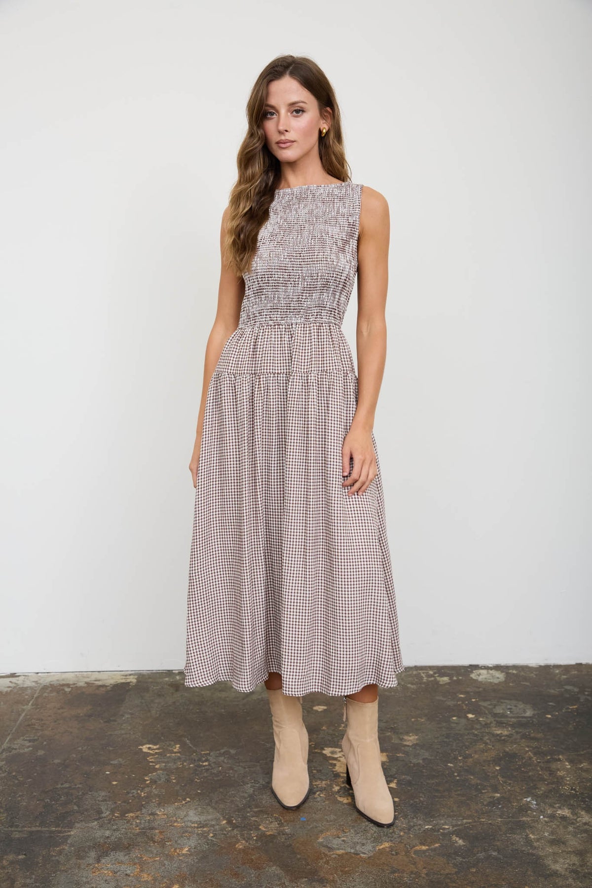 Gingham Garden Midi Dress