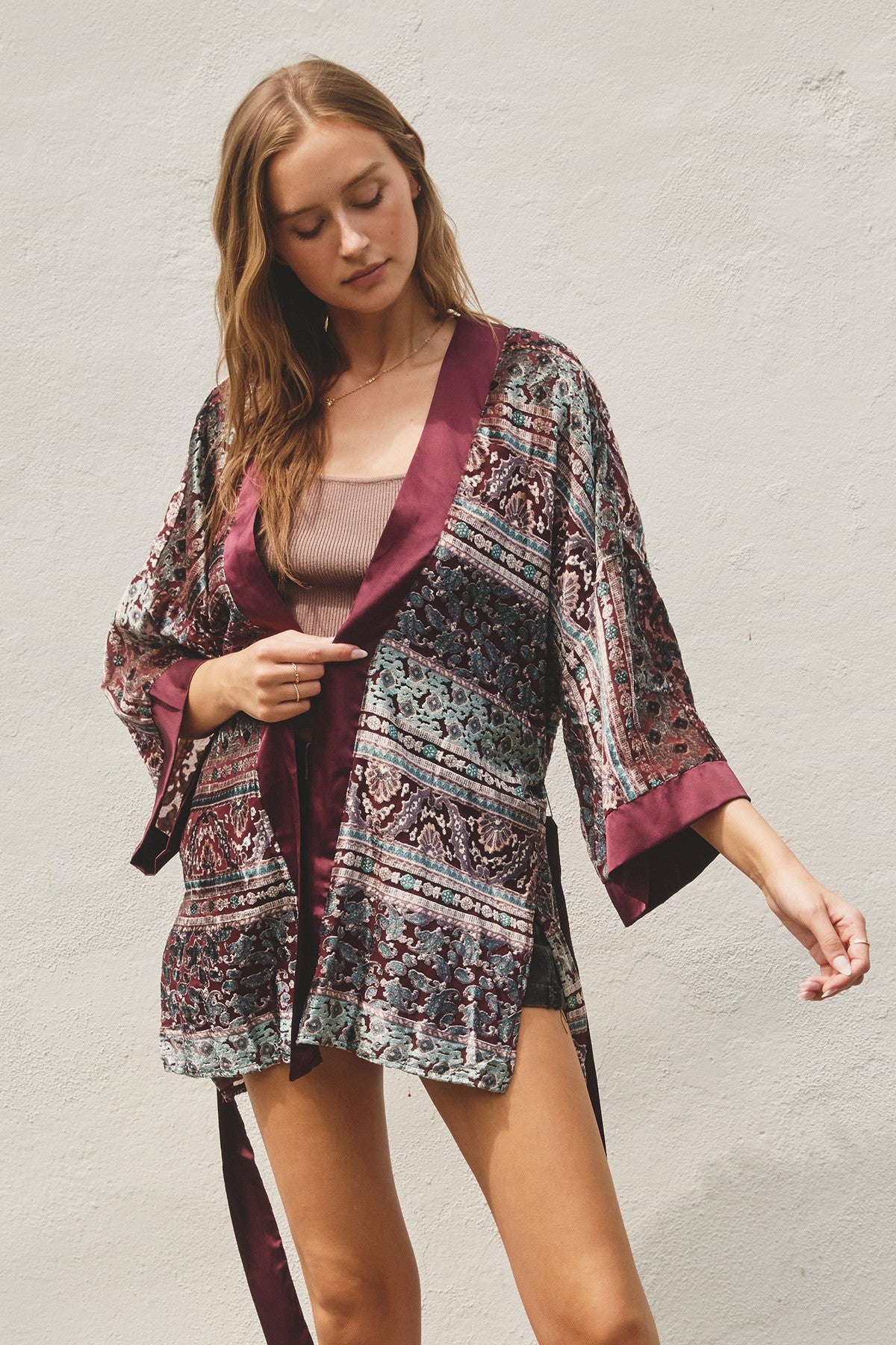 Paisley Velvet Burnout Kimono