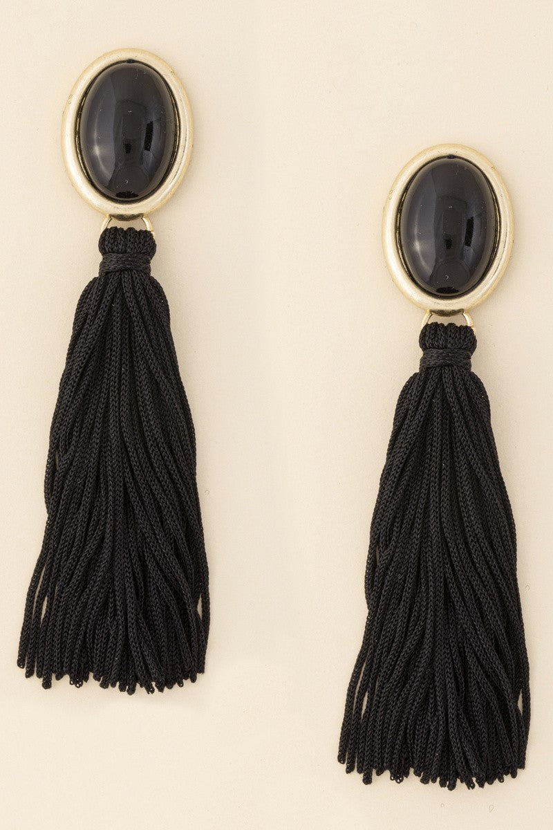 Oval Tassel Drop Earrings