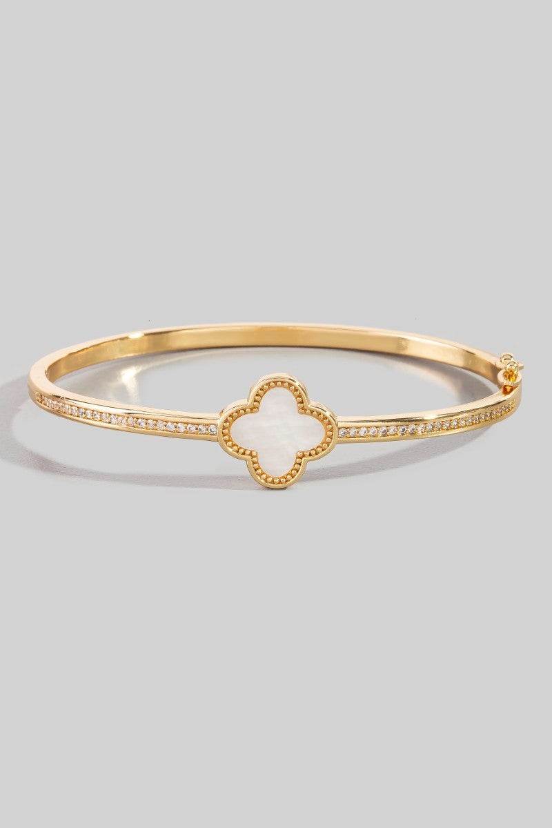 Golden Clover Mother of Pearl Bangle
