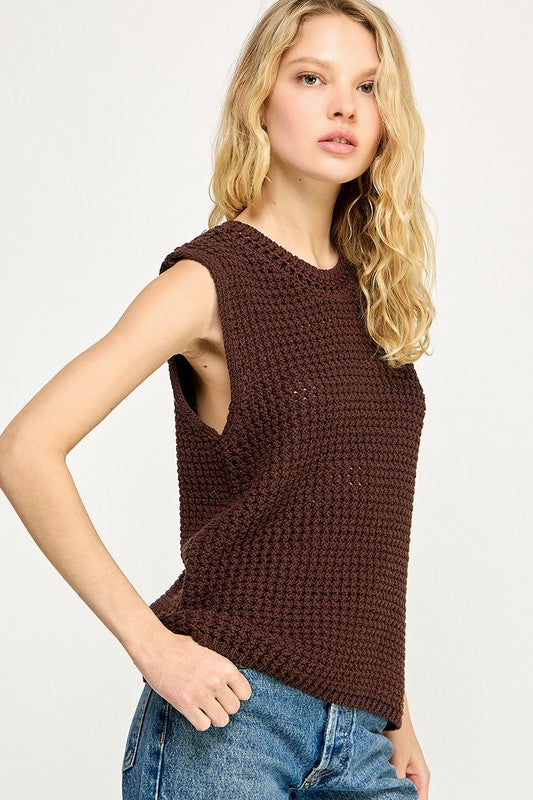 Mocha Breeze Crochet Vest