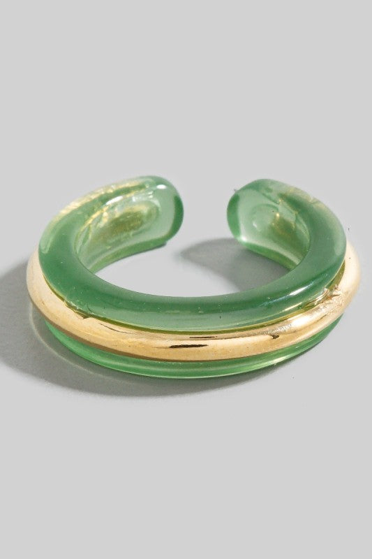 Resin With Gold Center Fashion Ring