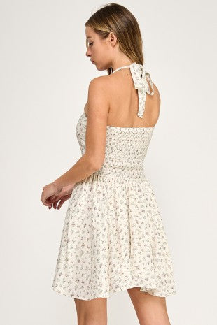 Ditsy Floral Halter Mini Dress