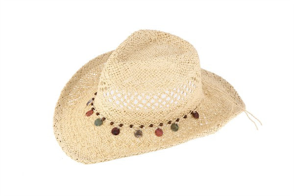 Shell Charm Straw Cowboy Hat