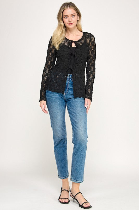 Shadow Bloom Tie Blouse