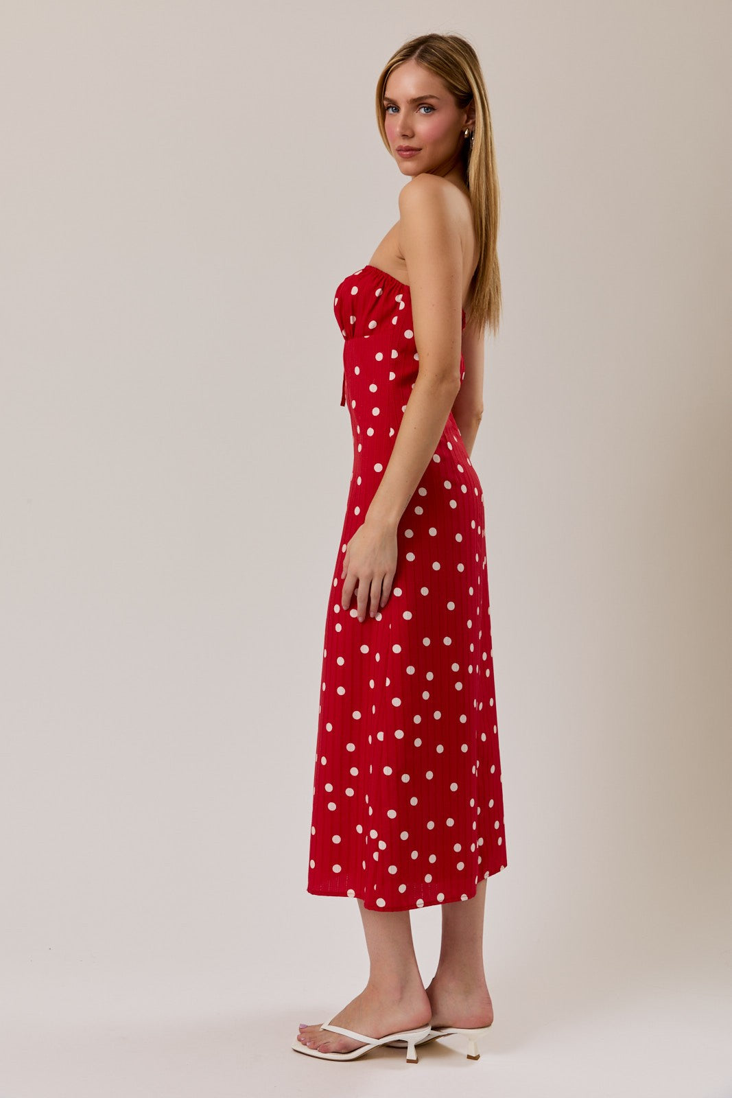 Cherry Dot Strapless Dress