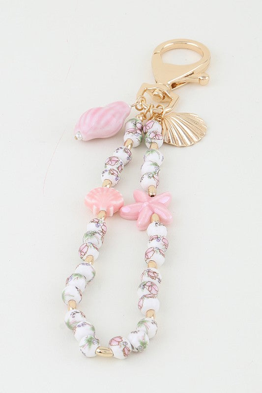 Blooming Seashell Beaded Bag Charm