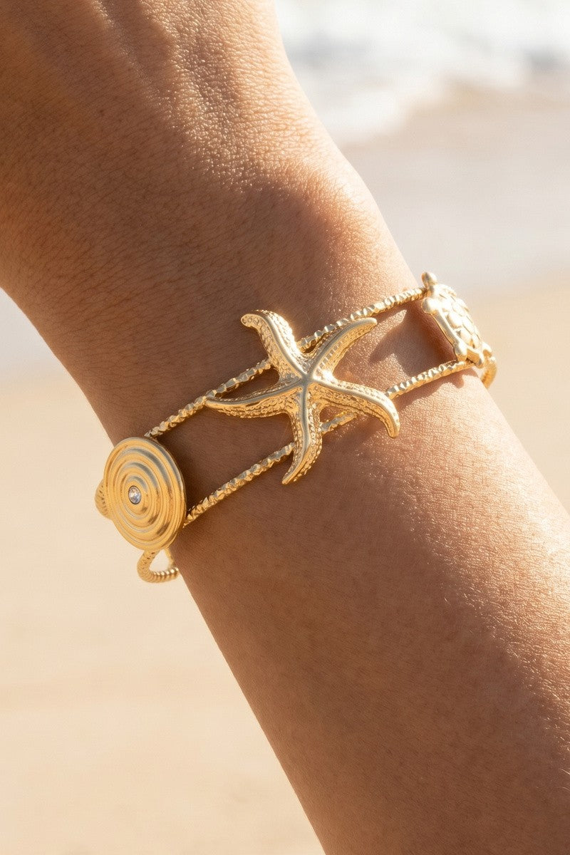 Starfish & Sea Turtle Cuff