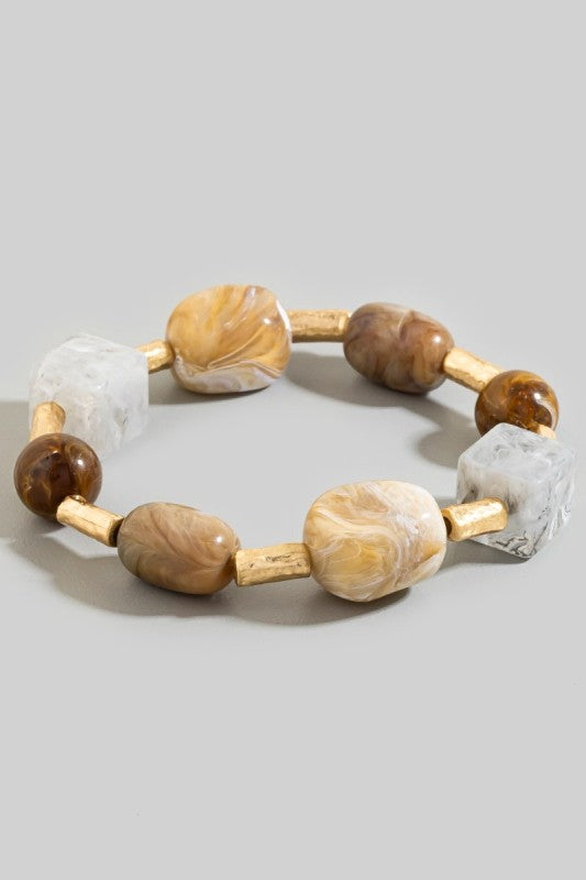 Acrylic Stones Metallic Beaded Bracelet