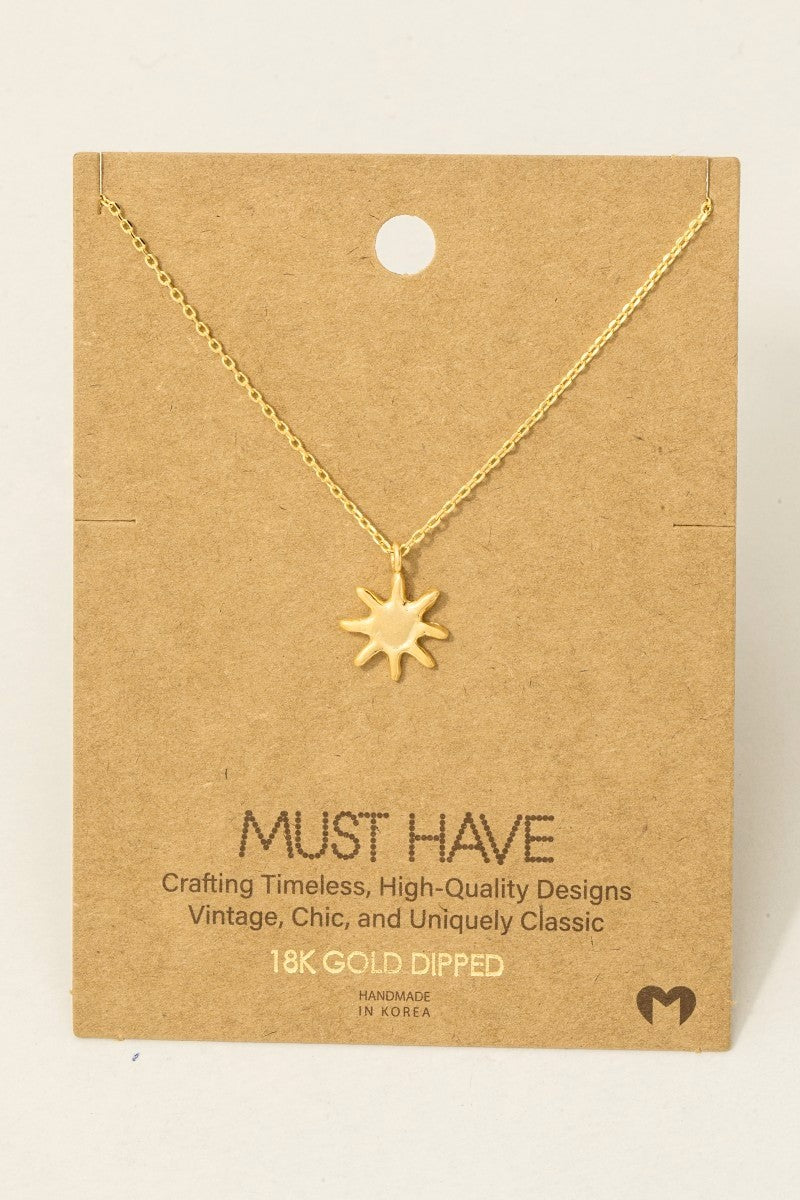 Matte Sunburst Charm Necklace