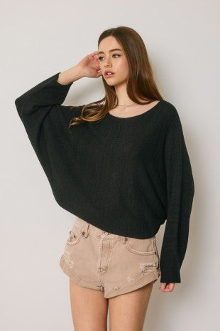 Camila Light Knit Batwing Cropped Top