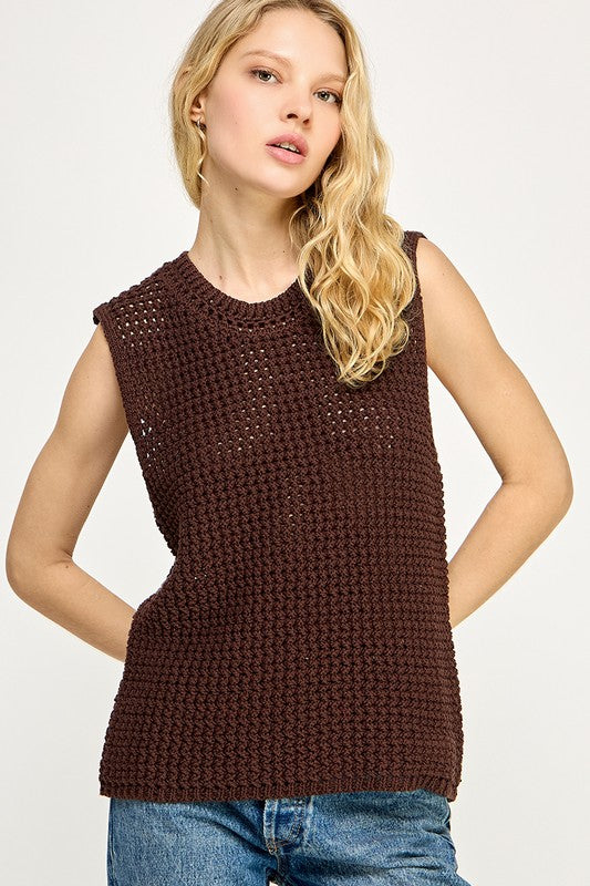 Mocha Breeze Crochet Vest