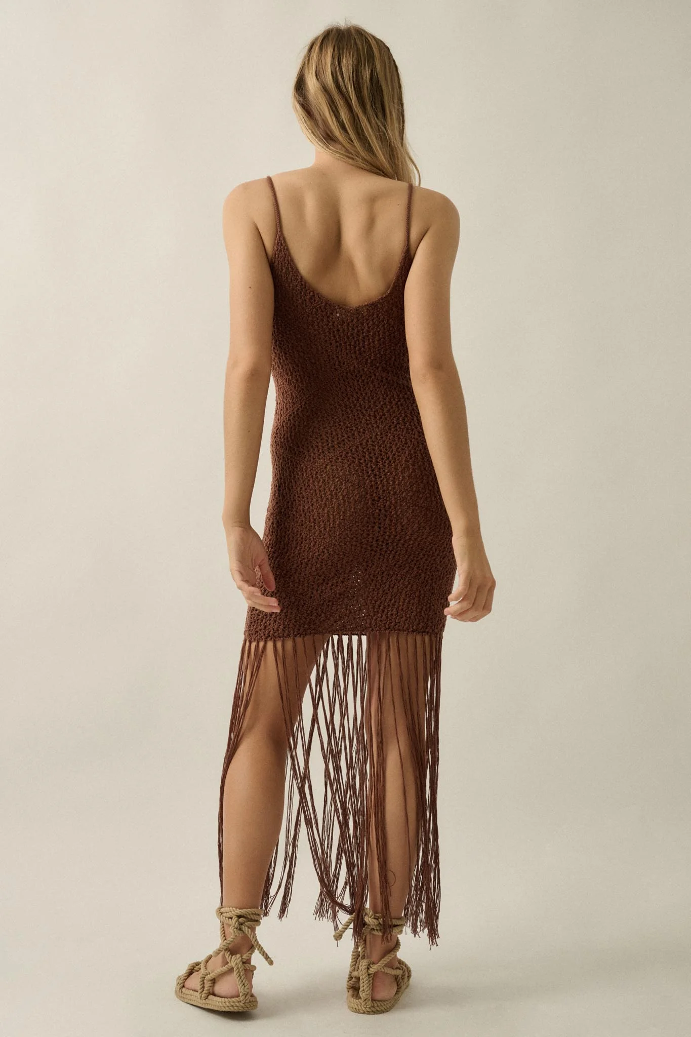 Coachella Crochet Fringe Maxi Dress