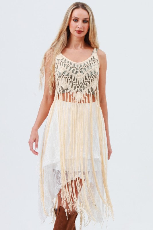 Lace-up Tassel Top