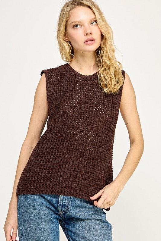 Mocha Breeze Crochet Vest