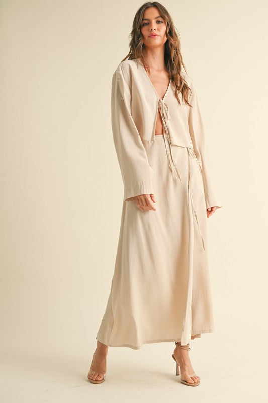 Tencel Fabric Long Wrap Skirt