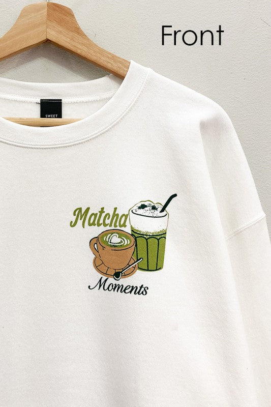 Matcha Moments Pullover Graphic Sweatshirt