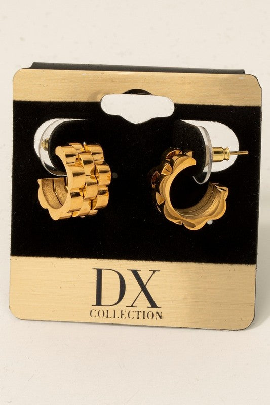 Stainless Steel Layered Chain Hoop Earrings