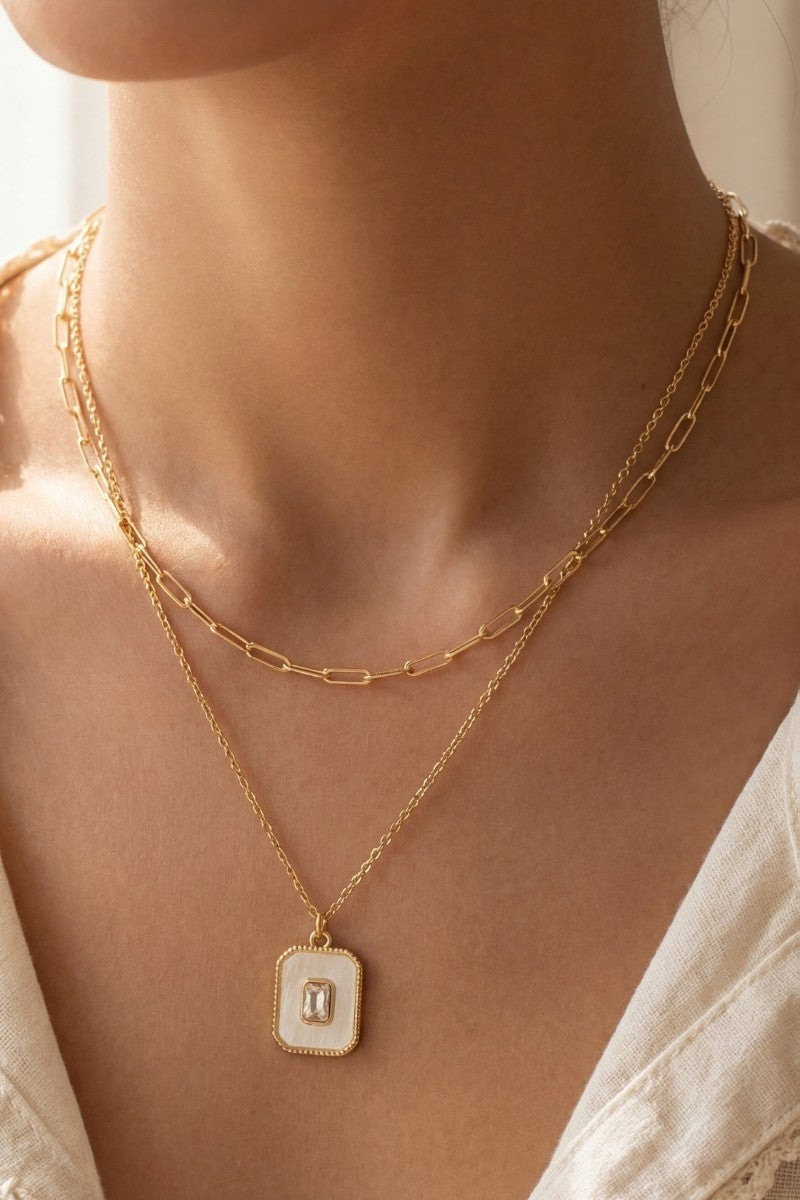 Polished Edge Stacked Rhinestone Necklace