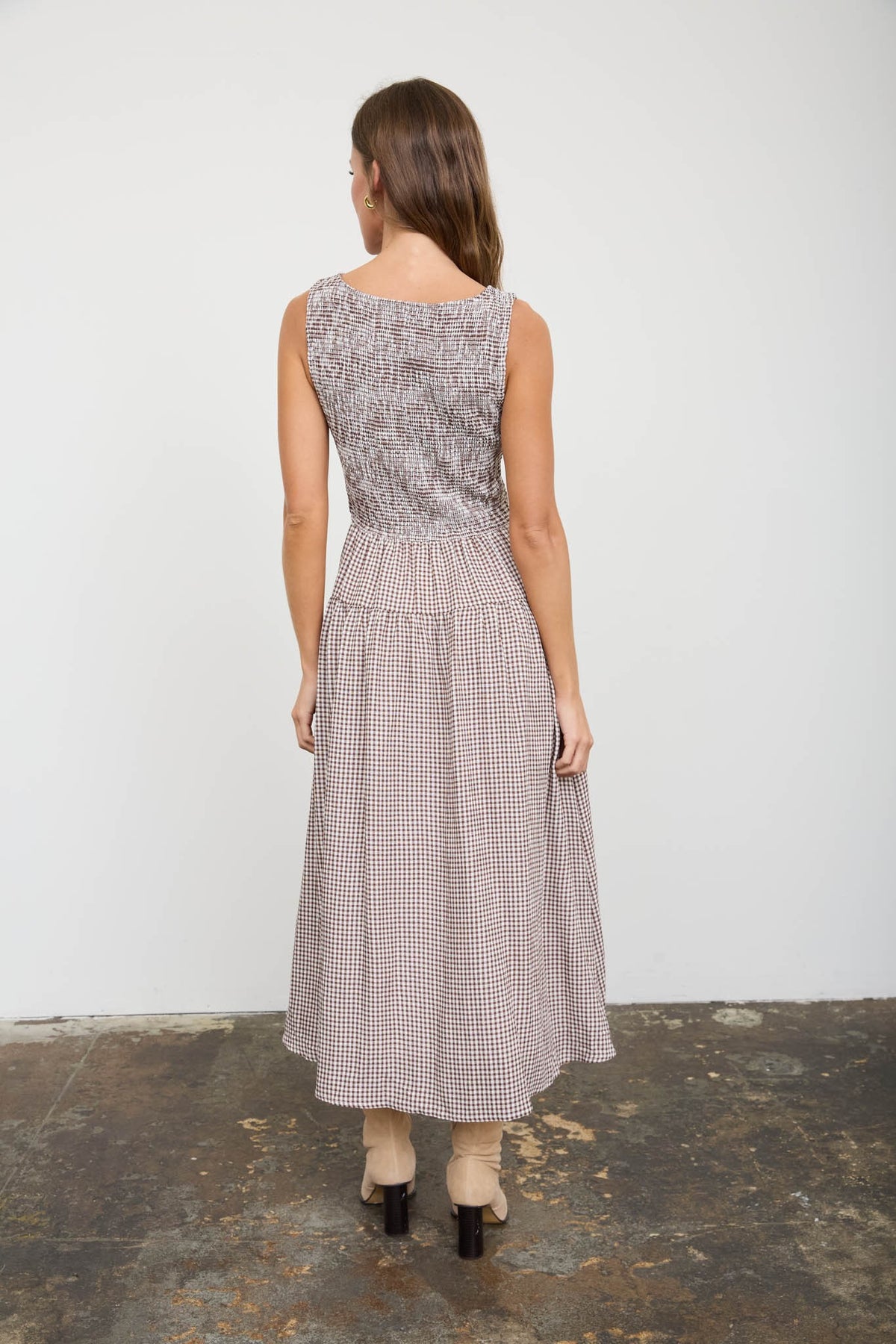 Gingham Garden Midi Dress