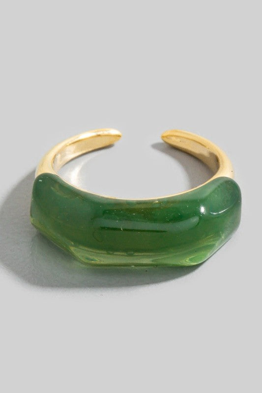 Resin Accent Gold Open Band Ring