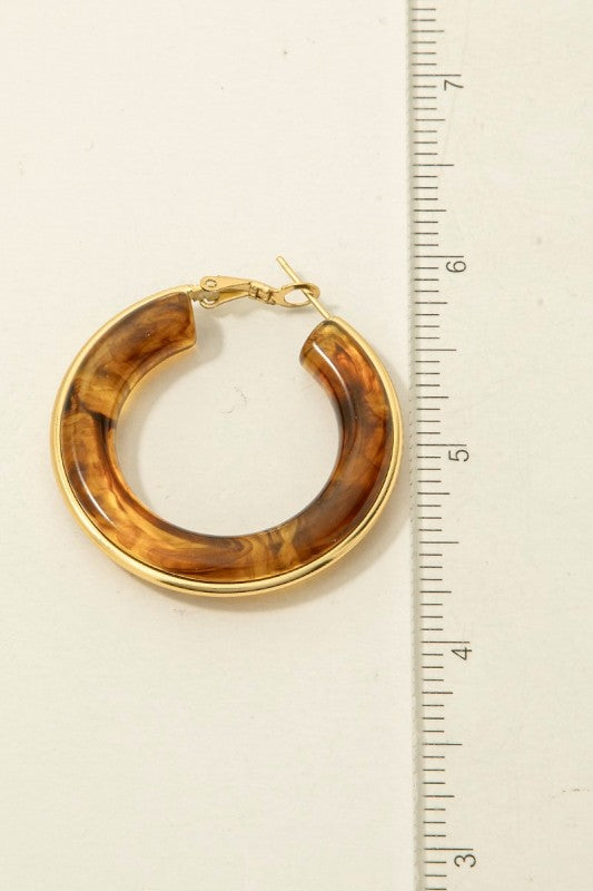 Stainless Steel Edge Acrylic Latch Hoop Earrings