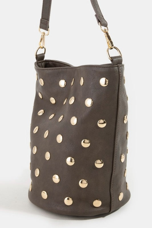 Studded Leather Bucket Bag