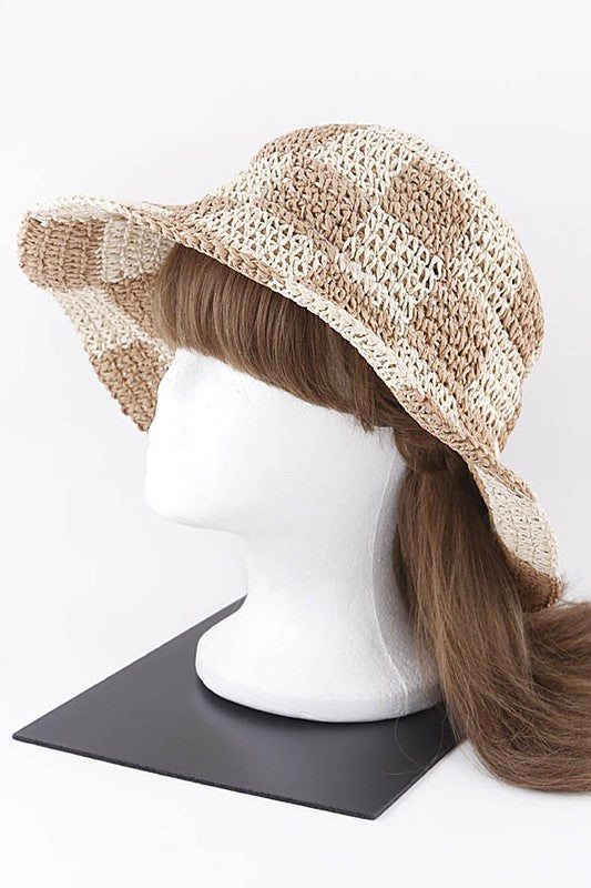 Checker Weaved Bucket Hat