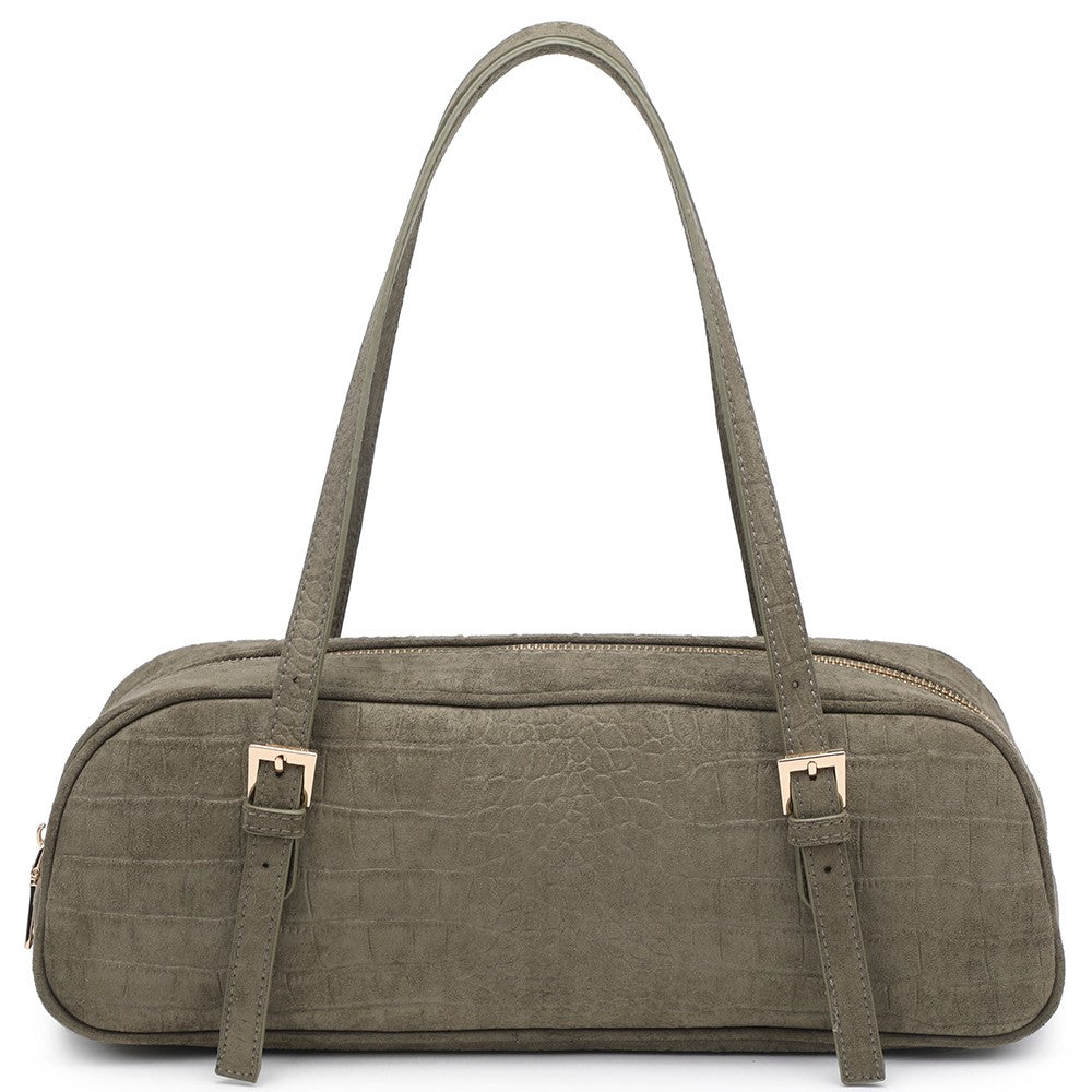 Olive Suede Shoulder Bag