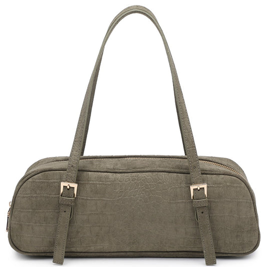 Olive Suede Shoulder Bag