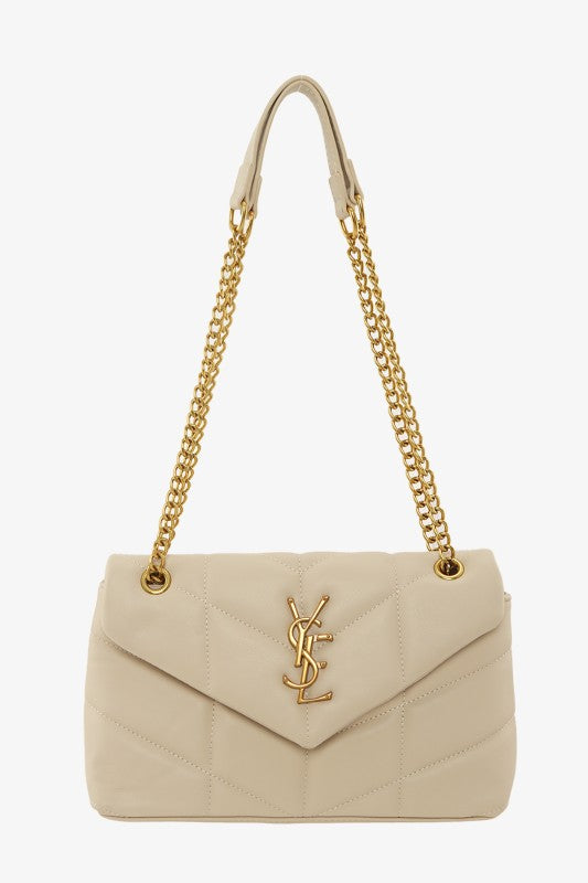 Luxe Letter Engraved Leather Handbag