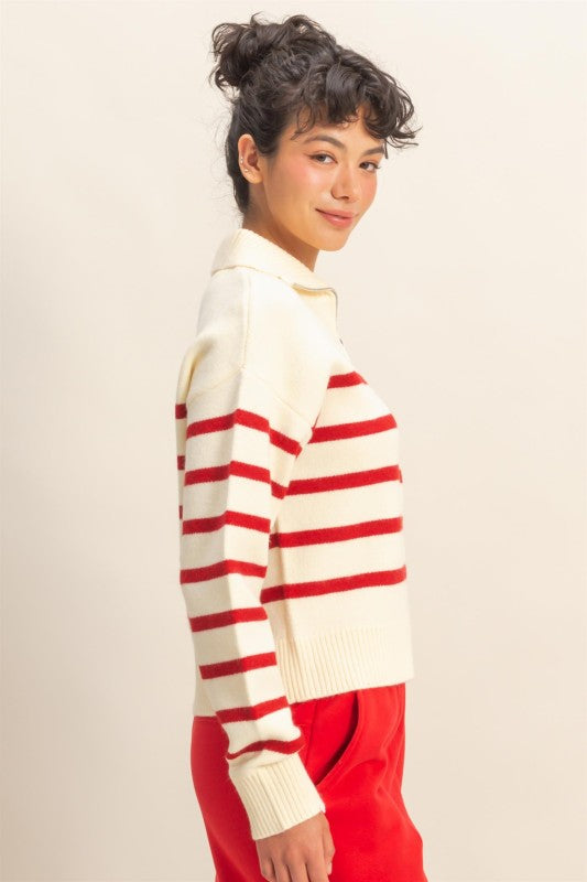Candy Cane Cutie Half Zip Pullover Sweater