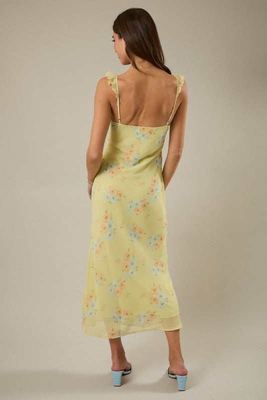 Sweetheart Floral Print Maxi Dress