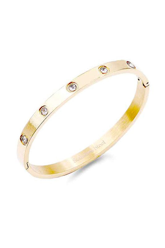 Stainless Steel Bangle With Jewel Stone