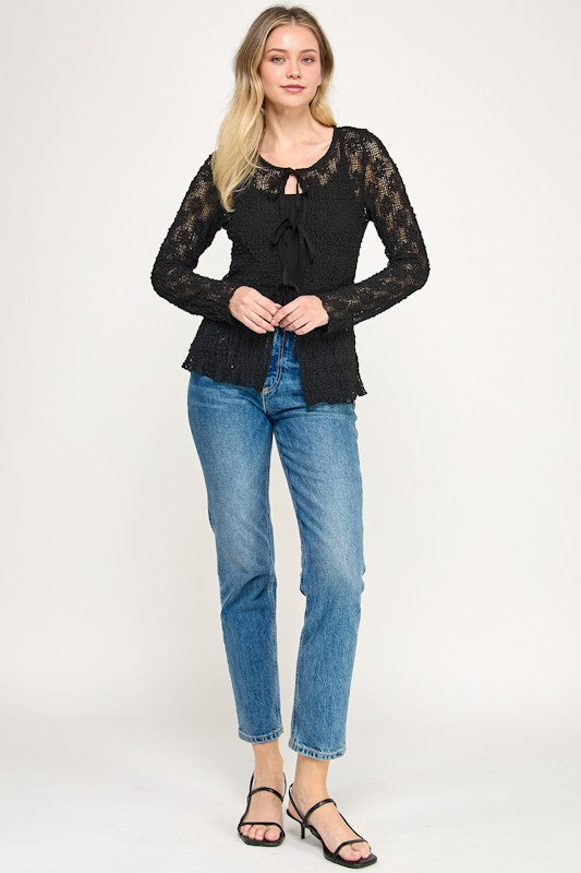 Shadow Bloom Tie Blouse