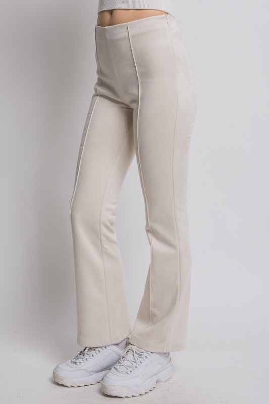 Faux Suede Flare Pants