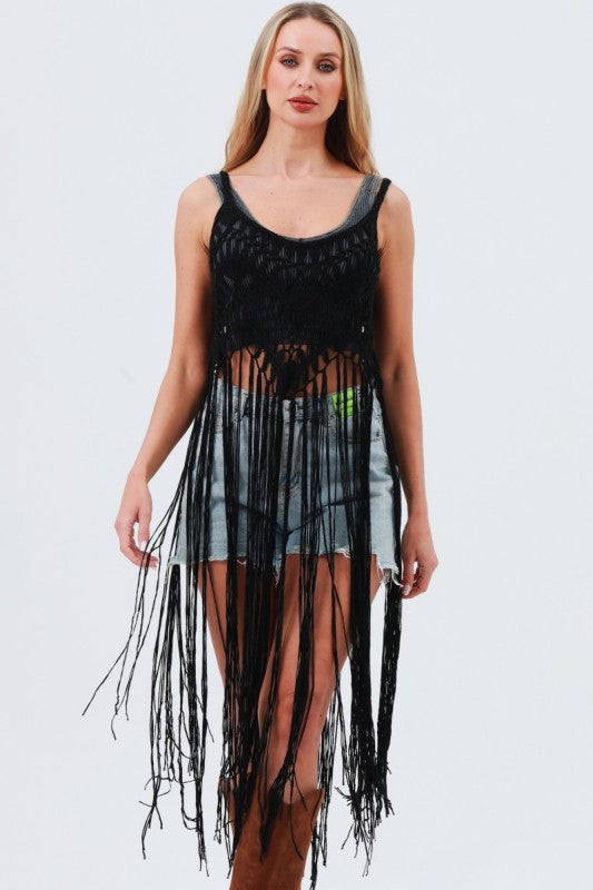 Lace-up Tassel Top