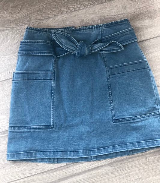 Front Tied Denim Skirt