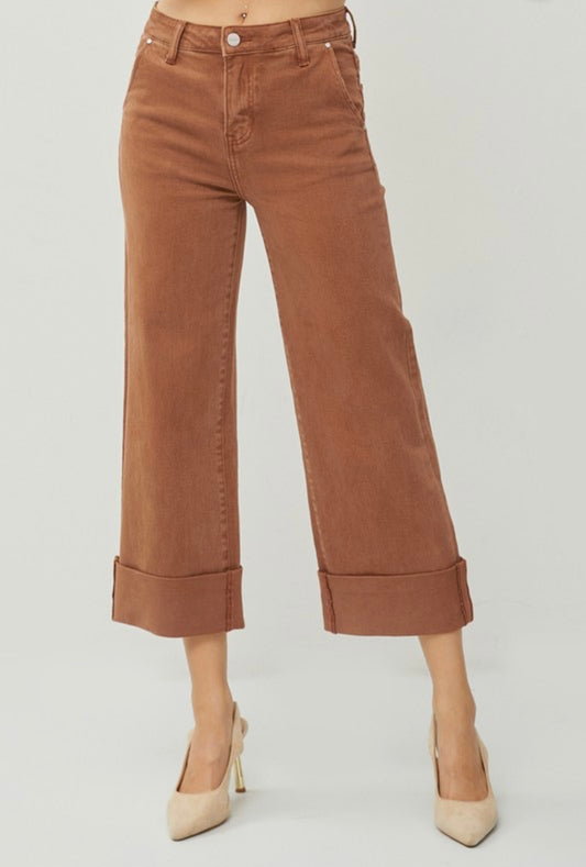 Charlie High Rise Ankle Wide cuffed Jeans