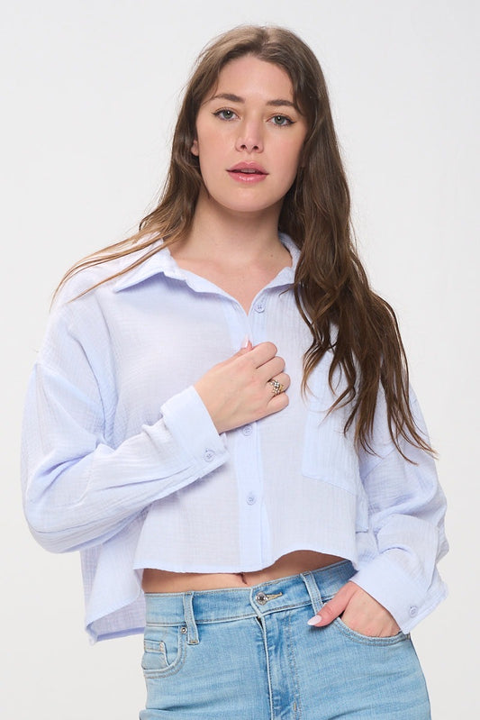 Lily Cropped Button Down Top