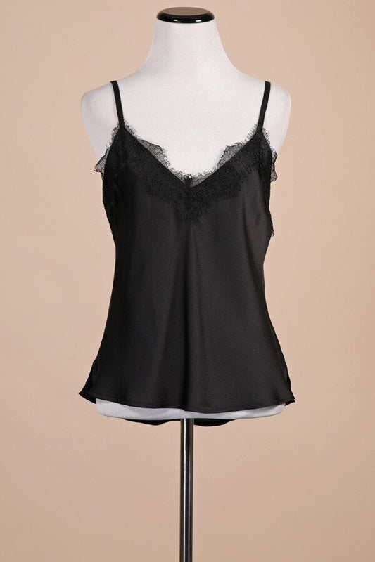 Satin Camisole With Lace Trim