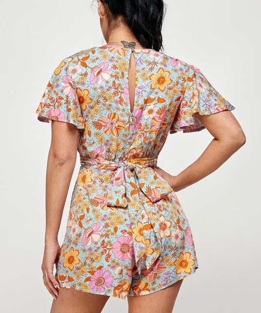 Vintage Retro Floral Romper